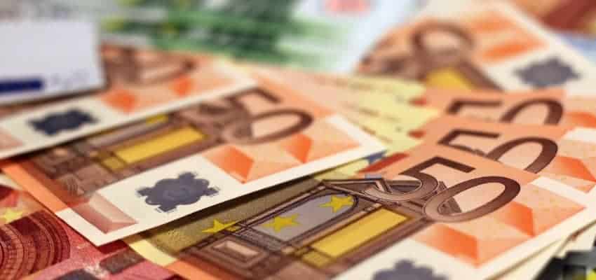Pile of euro money (50's)