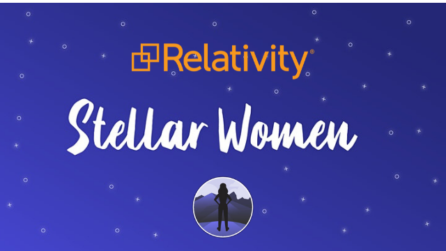 Relativity Stellar Women, with woman standing in power pose in front of mountains.