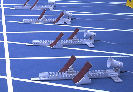 4 starting blocks for a foot race