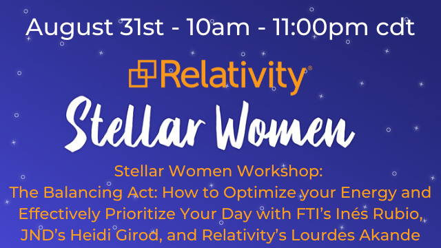 Relativity Stellar Women Workshop August 31-10am CDT
