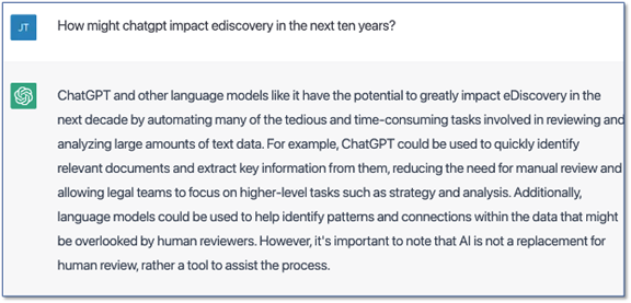 Q & A with ChatGPT oon eDiscovery