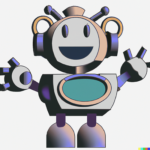 Cute youthful robot, happy face
