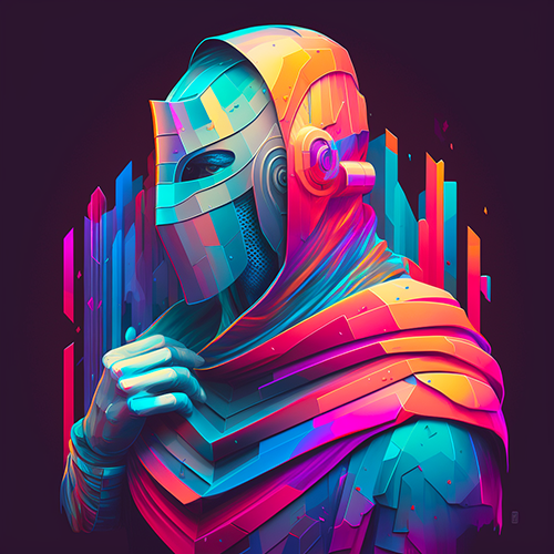 Modern, knight with a colorful hoodie, hand holding the hoodie