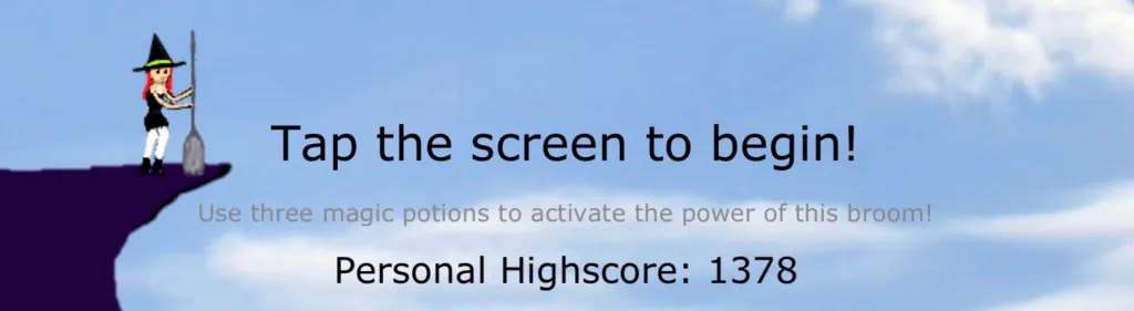 Tap the screen to begin, high score 1378