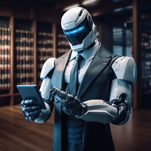 AI Smith robot lawyer in library