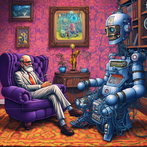 Robot talking to Freud 