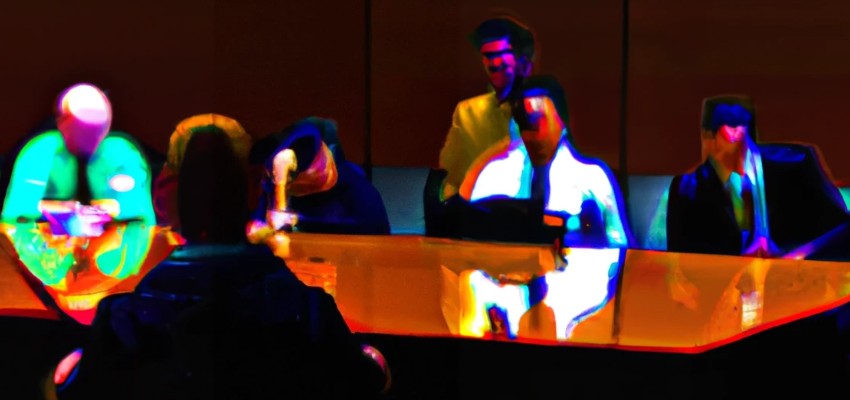Blurred abstract of a business meeting at aa conference table
