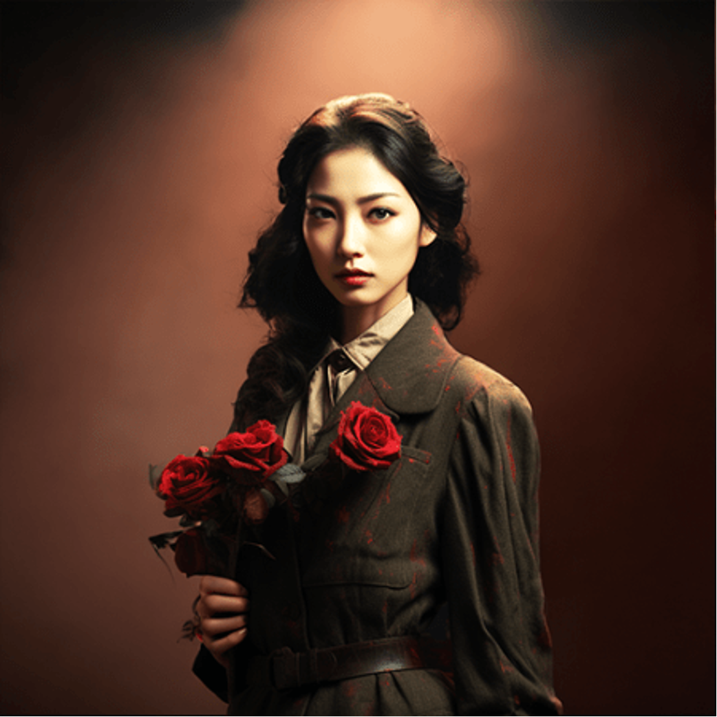 Tokyo Rose with red roses
