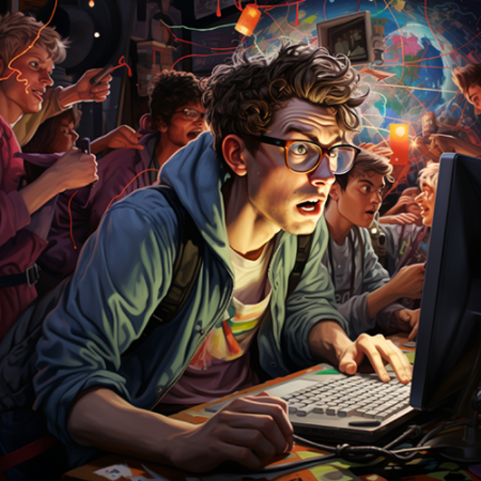 Digital Art of Hacker Competing by Ralph Losey using Midjourney.