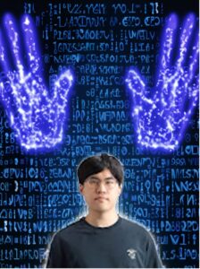 Photo of Yonghwi Jin, “lightening hands” code enhancements by Ralph Losey and Midjourney.