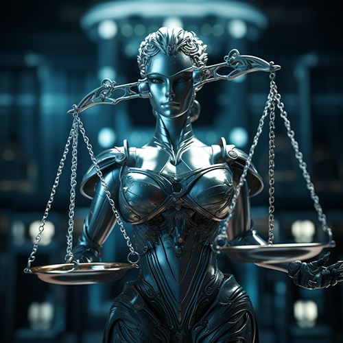 Lady Justice, scales not equal.