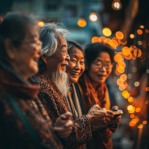 Chinese elders smiling.
