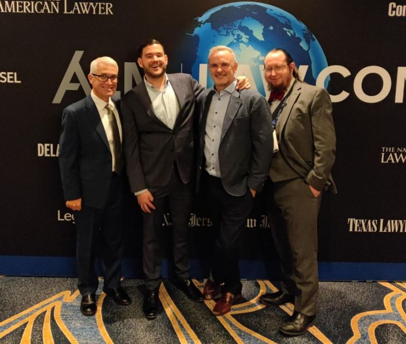 Rob Robinson, Michael Sarlo, EnCE, Adam Rubinger, and John Brewer in attendance at the Legalweek Leaders in Tech Law Awards. 
