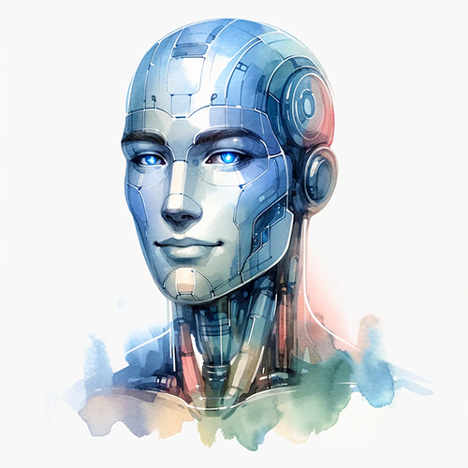 statue of a man/cyborg head