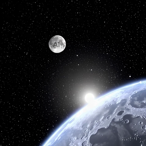 AI as the moon, reflecting the sun's light to the earth.