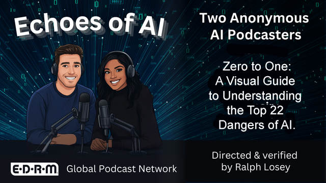 Echoes of AI podcast: zero to One a visual Guide to Understanding the Top 22 Dangers of AI, directed and verified by Ralph Losey.