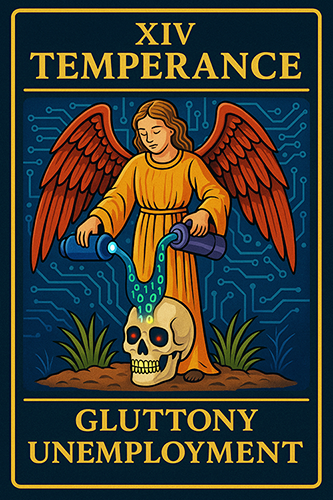 Temperance card, gluttony unemployment.
