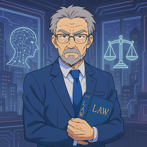 AI Rights Ombudsman will likely all be a lawyer by background. Image by Losey in anime style.