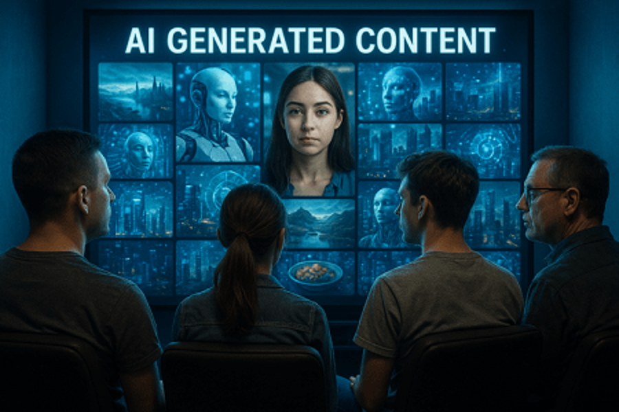 A group of people consuming multiple screens of media.