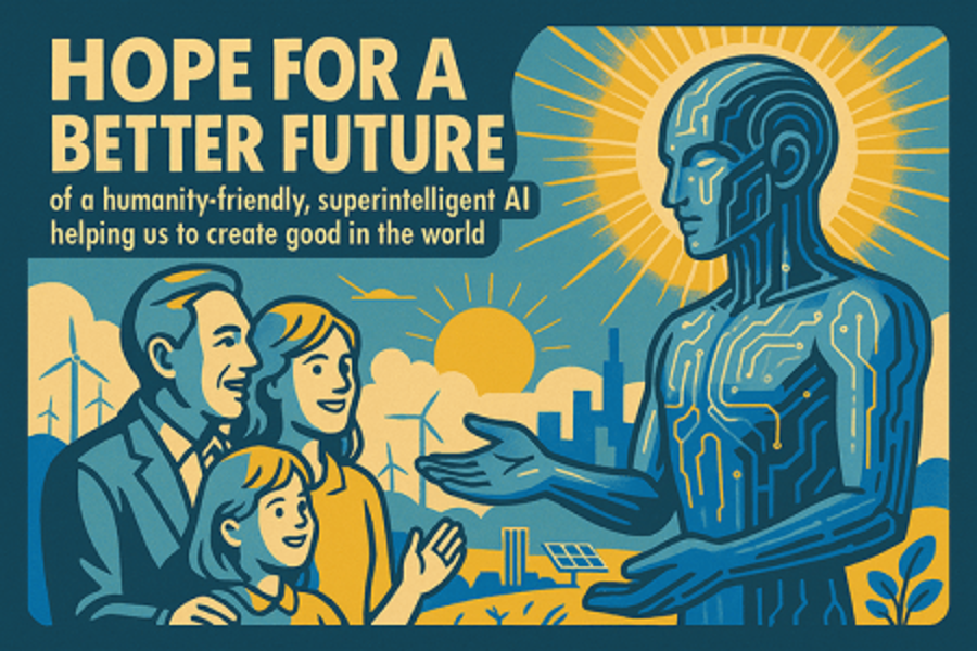 AI using propaganda poster art style. Hope for a better future