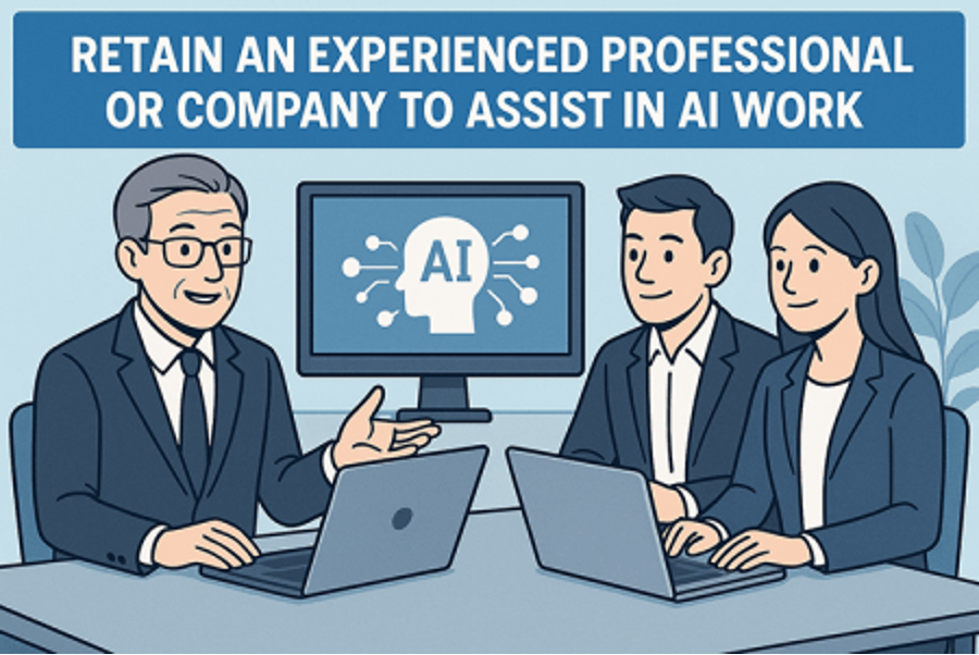 Retain an experienced professional or company to assist in AI work.