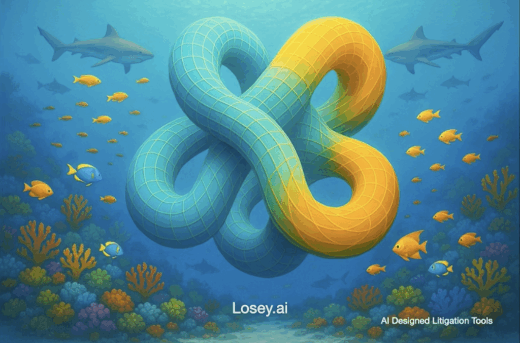 Network diagram in coral ocean with fish.